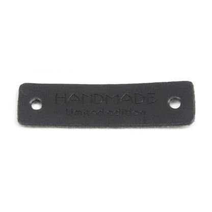 12X Sewing Tags Clothing Labels Faux Leather Handmade Limited Edition Bags Diy Black Accessories