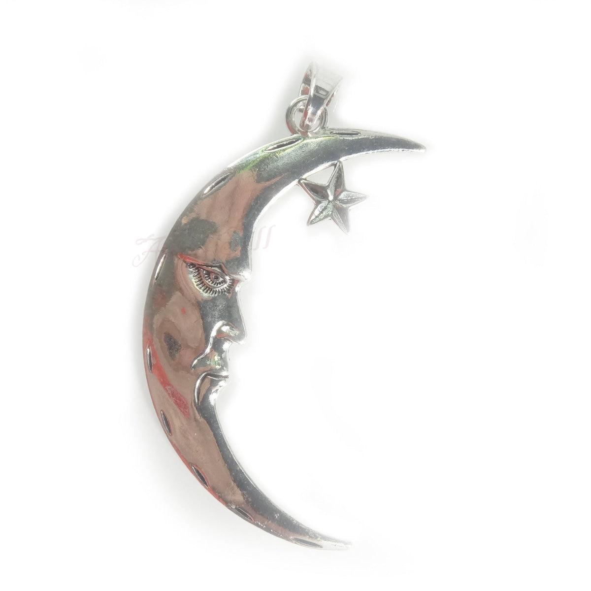 1Pcs 89X50Mm Large Crescent Moon Charm With Star Silver Colour Pendant Loop Pendants