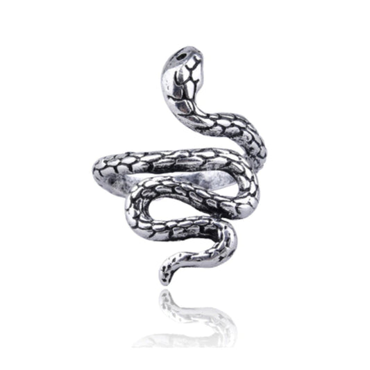1Pcs Winding Snake Ring Alloy Adjustable Silver Black Gold Colour Jewellery Rings
