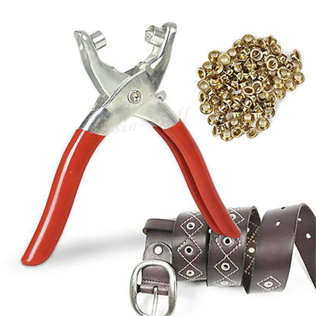 1X Punch Pliers 100 Rivets Eyelets Tools Grommets For Shoes Bags Leather Belt Crimping Hand Eyelet