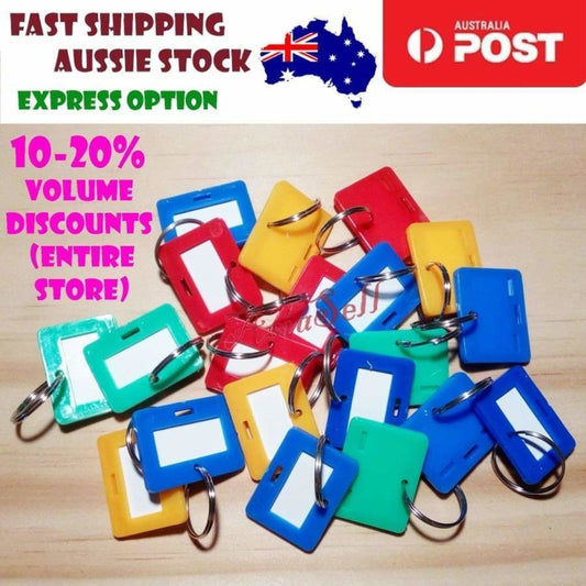 20 Plastic Key Tags 28x22mm Ring Keytags Name Card Label Keychains Keyrings | Asia Sell