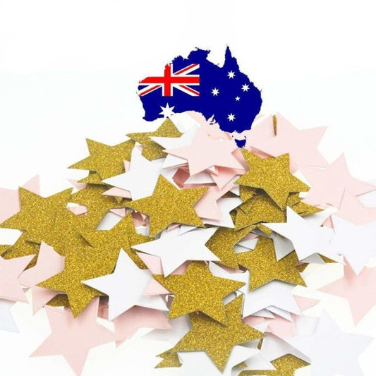 200pcs 3cm Stars WHITE PINK GLITTER GOLD Birthday Wedding Party Decorations AU | Asia Sell