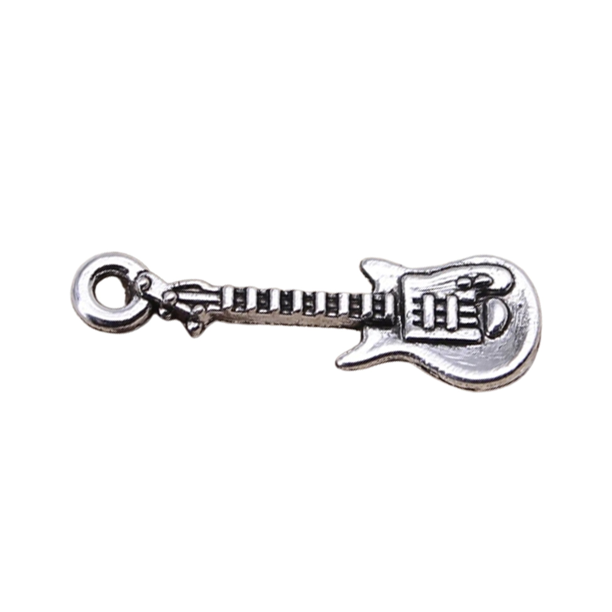 20pcs Antique Silver Colour Guitar Charms Pendant 24x7mm For Jewelry Making DIY Jewelry Findings