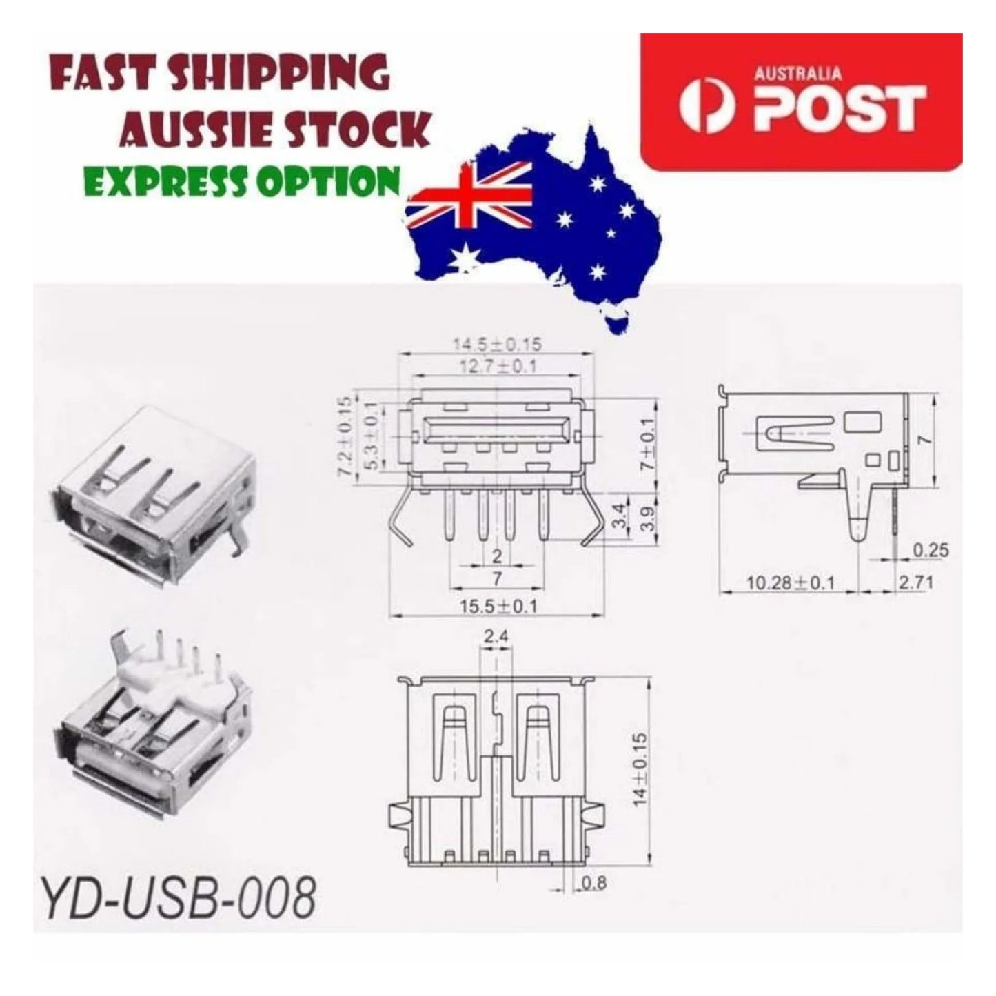 2pcs USB Adapters DIY Micro Mini Male Female Connector Parts Type A Sockets Pin | Asia Sell