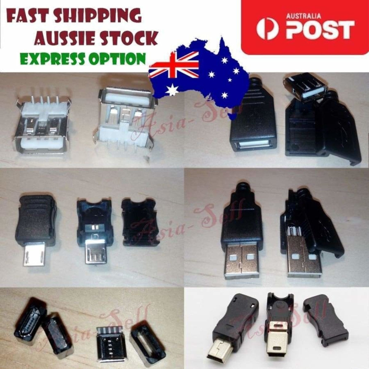 2pcs USB Adapters DIY Micro Mini Male Female Connector Parts Type A Sockets Pin | Asia Sell