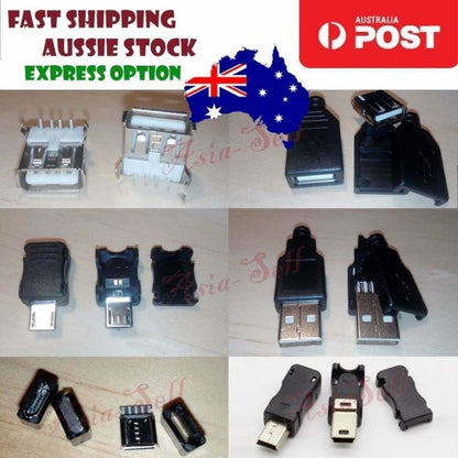 2pcs USB Adapters DIY Micro Mini Male Female Connector Parts Type A Sockets Pin | Asia Sell