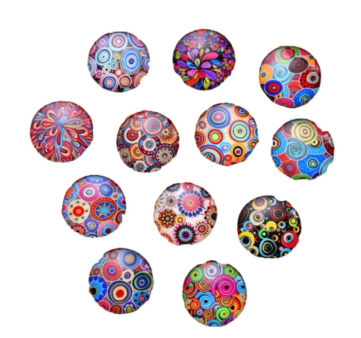24X 12Mm Cabochon Coloured Pattern Round Glass Dome Pendant Cameo Eyes -