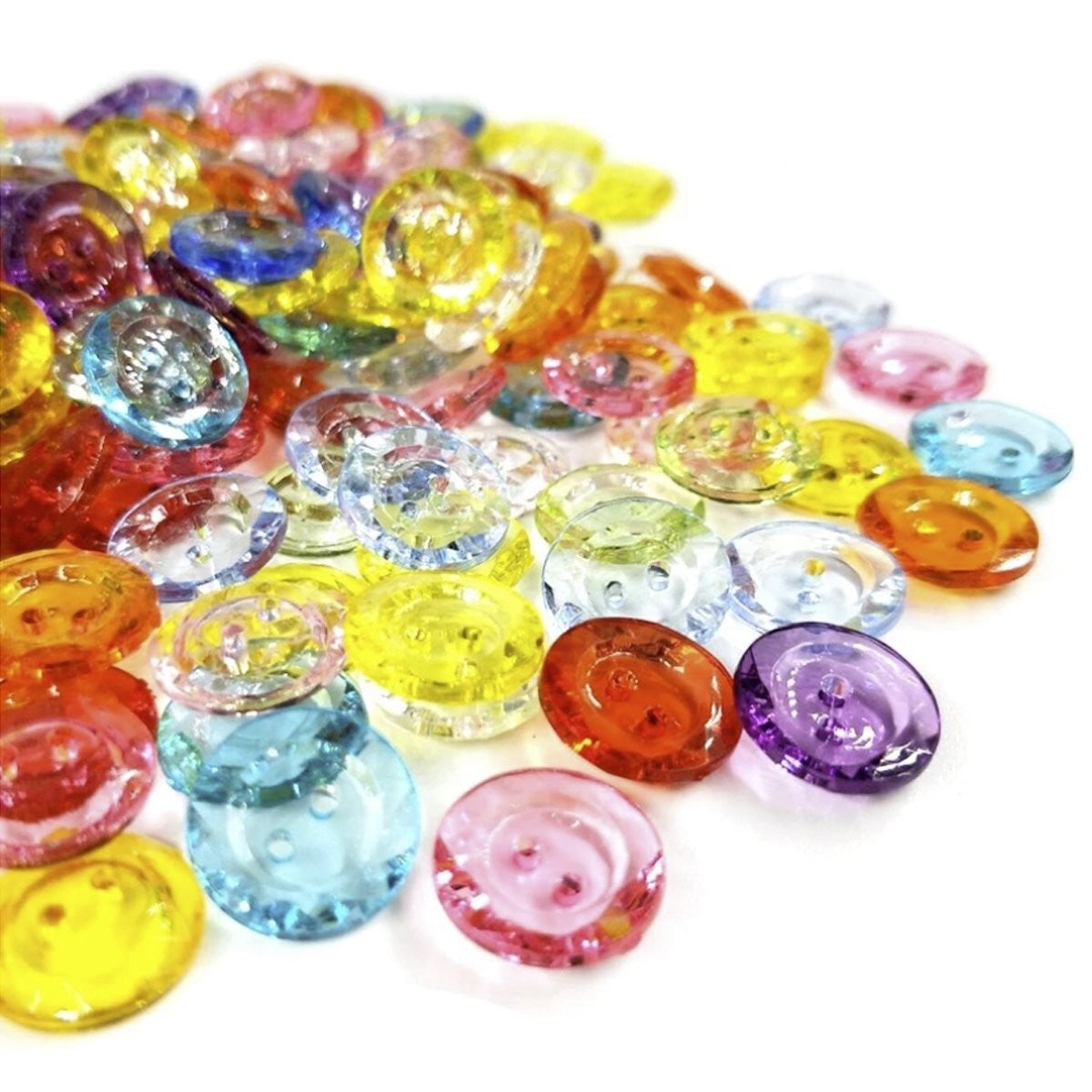 100Pcs 13Mm 2 Holes Mixed Round Flower Resin Buttons For Clothes Crafts Sewing