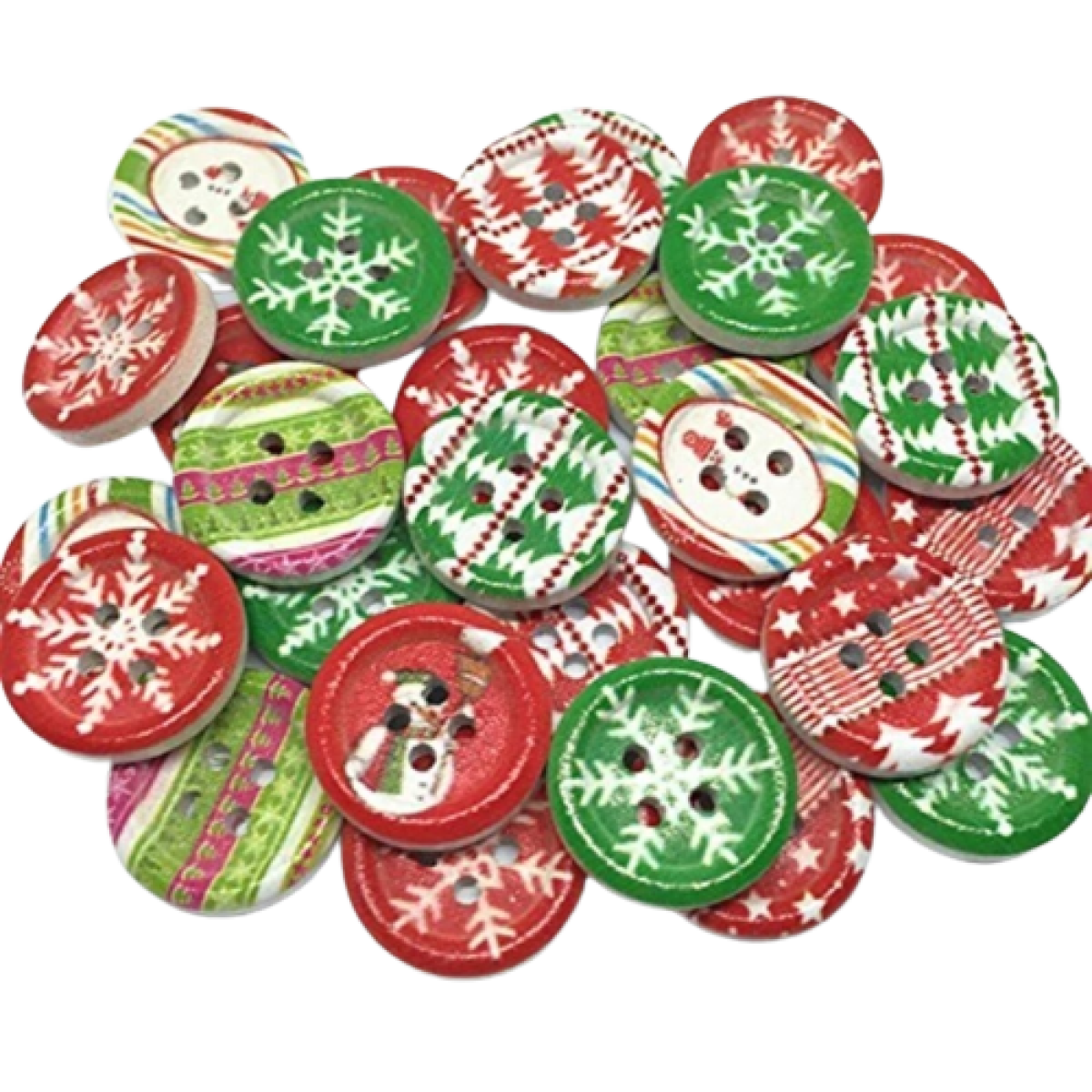 25Pcs 18Mm Round Christmas Patterns Buttons Scrapbooking Xmas Theme Clothing