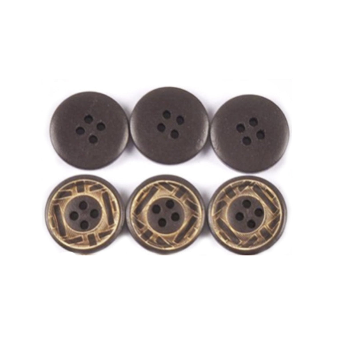 25Pcs Dark Brown Patterned Buttons 20Mm 4-Hole Rimmed Bevelled Edge Round Plastic Sewing Diy