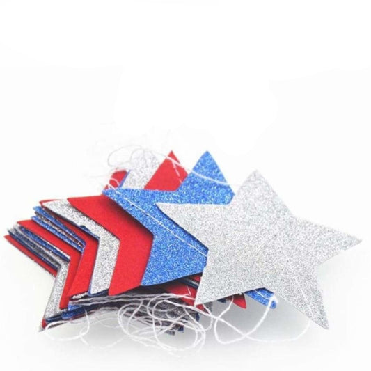 2pcs 2m 5.4cm RED SILVER BLUE Stars Garland Decorations Birthday Wedding Party | Asia Sell