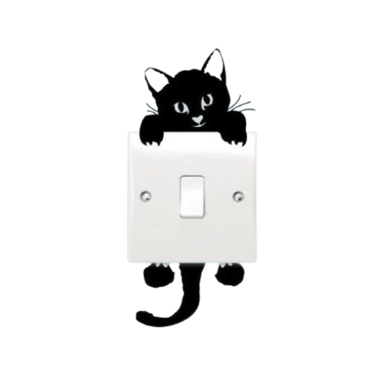 2X Cat Stickers For Light Switch Home Decor Black-Light Luminous Glowing Wall