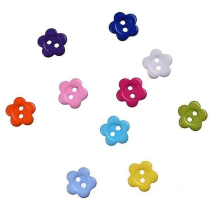 300Pcs Multicolour Flower Shape Resin Buttons 11Mm 2 Hole For Clothes Sewing Clothing