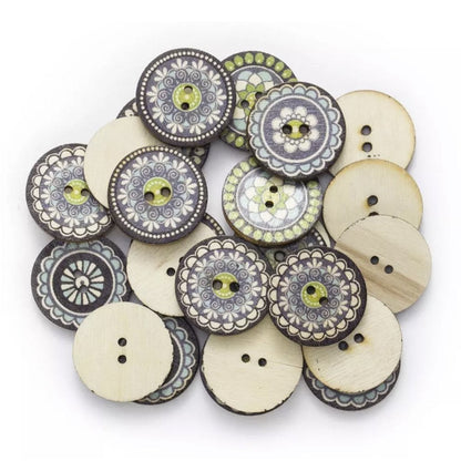 50x Retro Wood Buttons Handmade Scrapbooking Clothing 20mm Retro 5 | Asia Sell