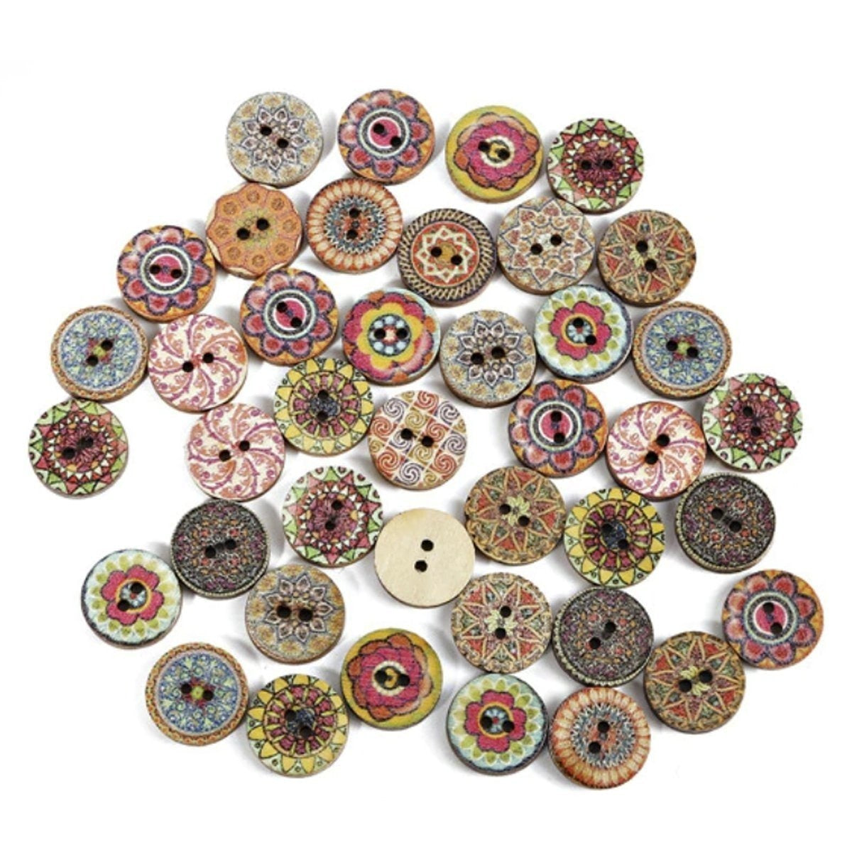 50x Retro Wood Buttons Handmade Scrapbooking Clothing 15mm Retro 7 | Asia Sell