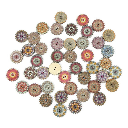 50x Retro Wood Buttons Handmade Scrapbooking Clothing 20mm Retro 7 | Asia Sell