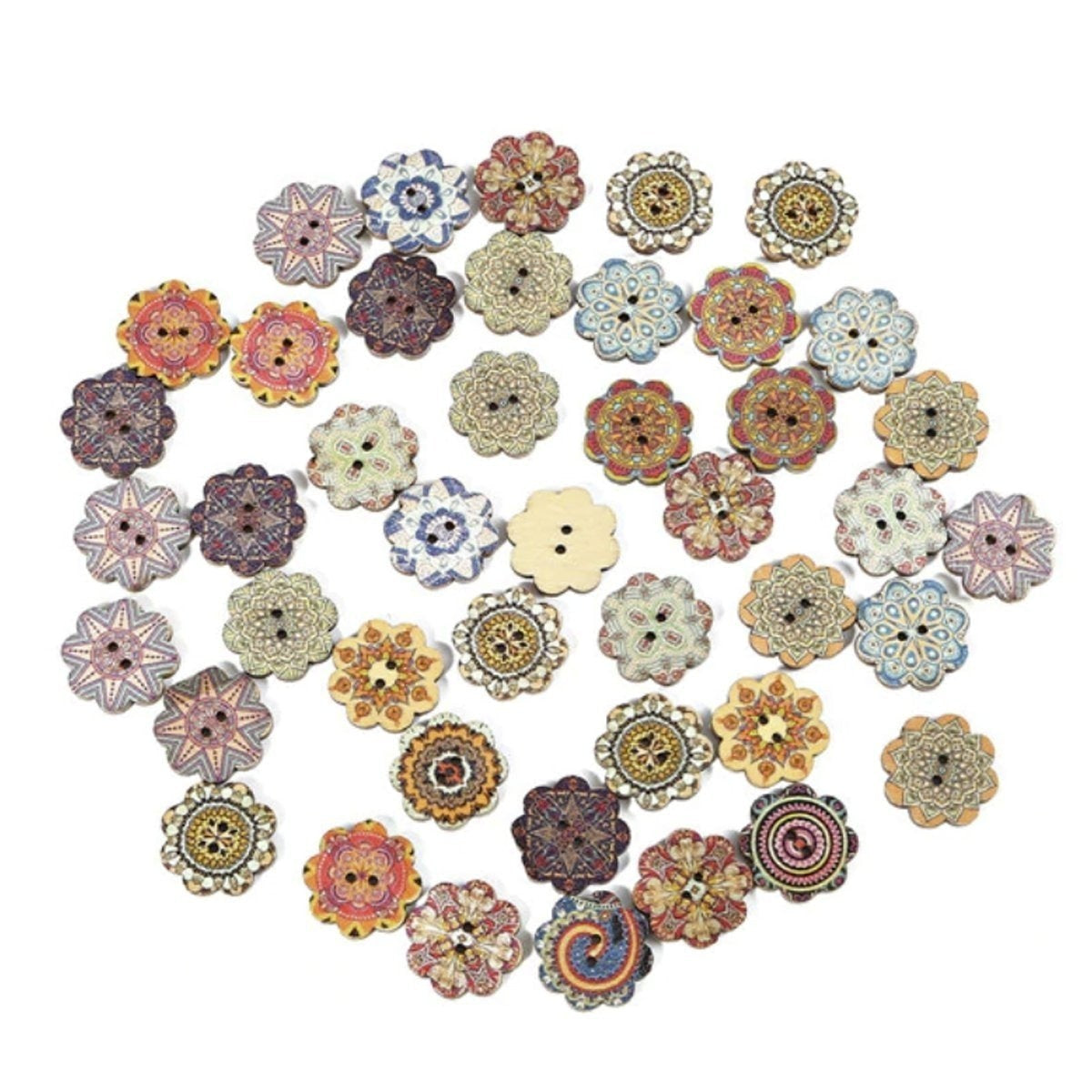 50x Retro Wood Buttons Handmade Scrapbooking Clothing 25mm Retro 7 | Asia Sell