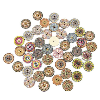 50x Retro Wood Buttons Handmade Scrapbooking Clothing 25mm Retro 6 | Asia Sell