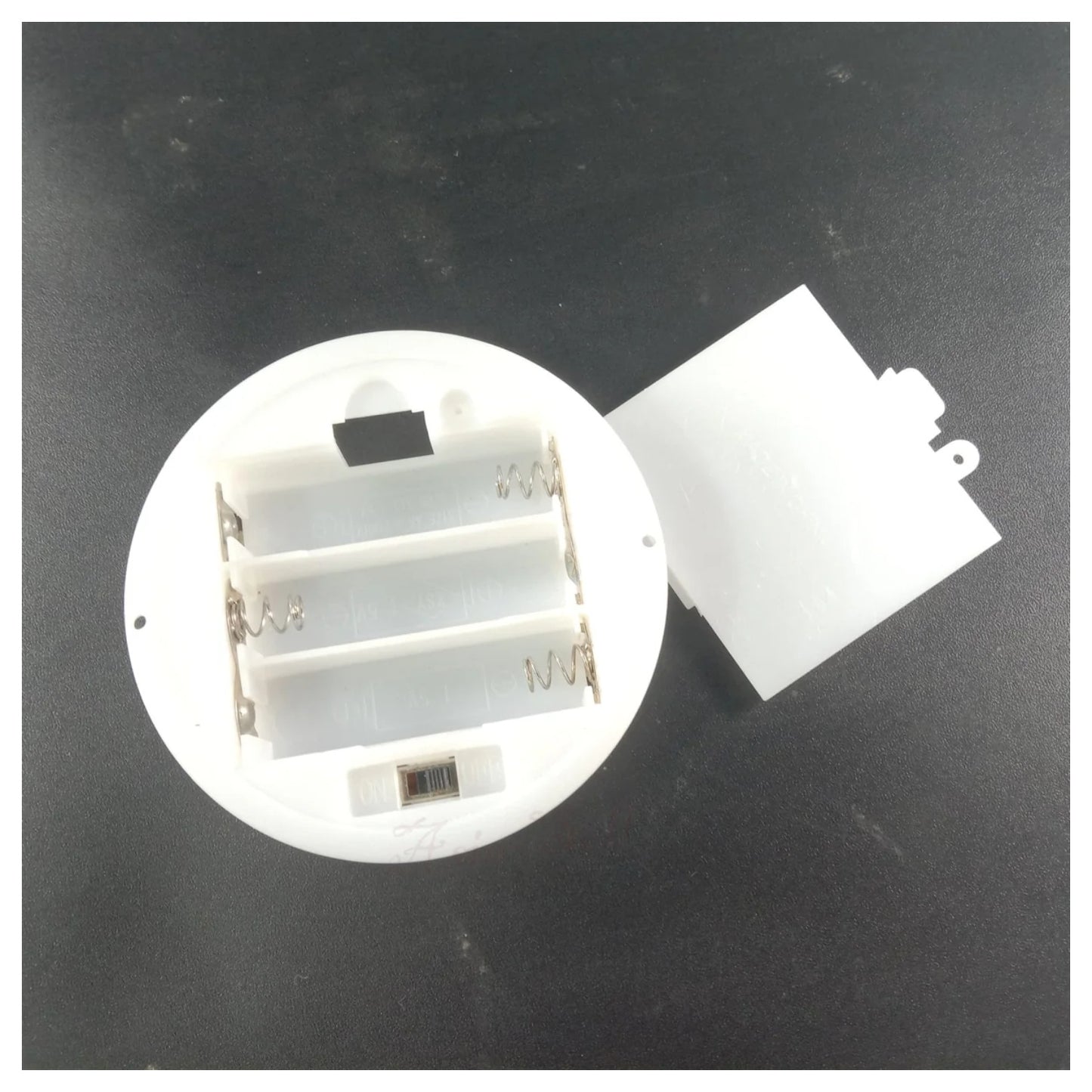 3Xaa White Round Battery Holder Panel Mount Case With Tabs Switch Lid Holders