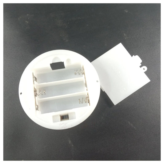 3Xaa White Round Battery Holder Panel Mount Case With Tabs Switch Lid Holders