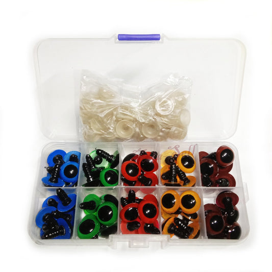 40-60Pcs 14Mm 16Mm Colour Safety Screw Eyes With Backings For Puppet Teddy Bear Doll Animal Plastic
