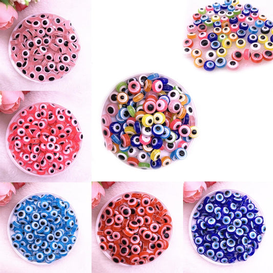 48Pcs 8/10Mm Oval Resin Spacer Beads Double Sided Eyes For Jewellery Making Diy Bracelet Set A Other