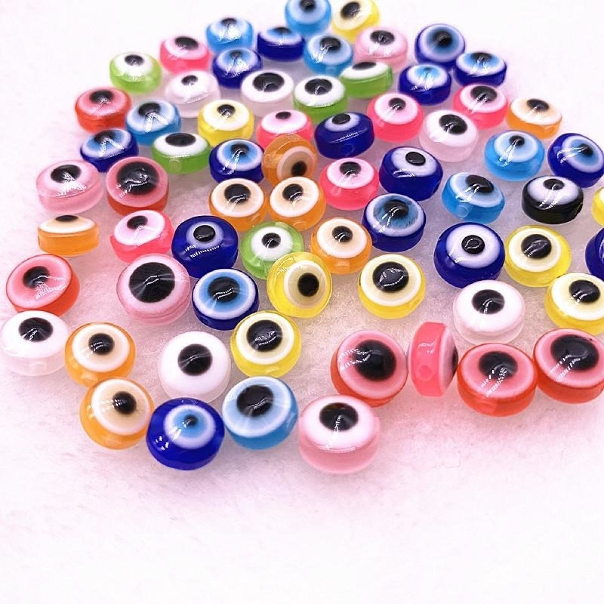 48Pcs 8/10Mm Oval Resin Spacer Beads Double Sided Eyes For Jewelry Making Diy Bracelet Other -