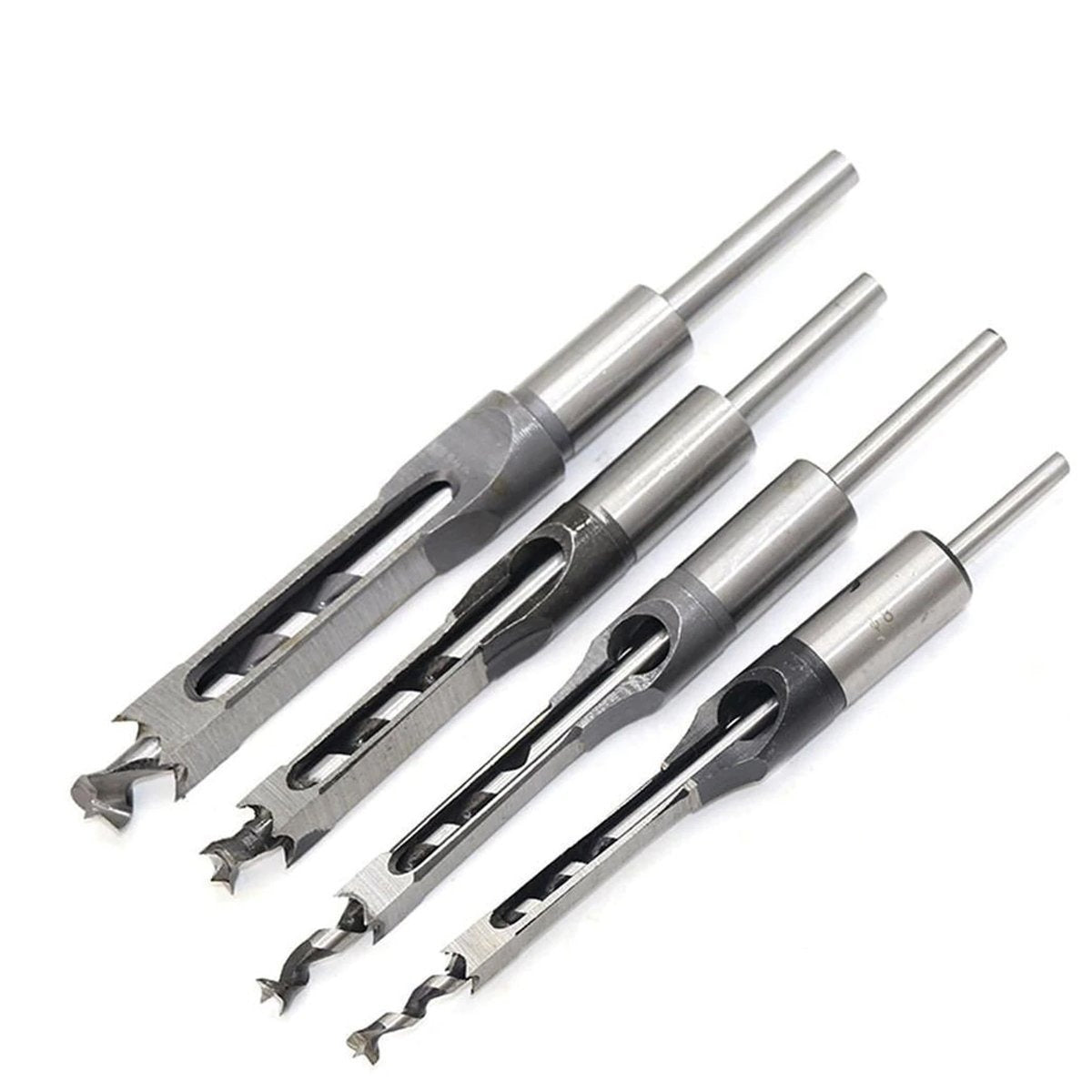 4pcs Set Square Hole Extended Drill HSS Twist Drill Bits Woodworking Drill Tools Kit Set Square Auger Mortising Chisel Drill Set