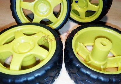 4pcs Smart Car Robot Plastic Tire Tyre Wheel Rims 50mm Tyre 63mm Hub 5.3x3.5mm | Asia Sell