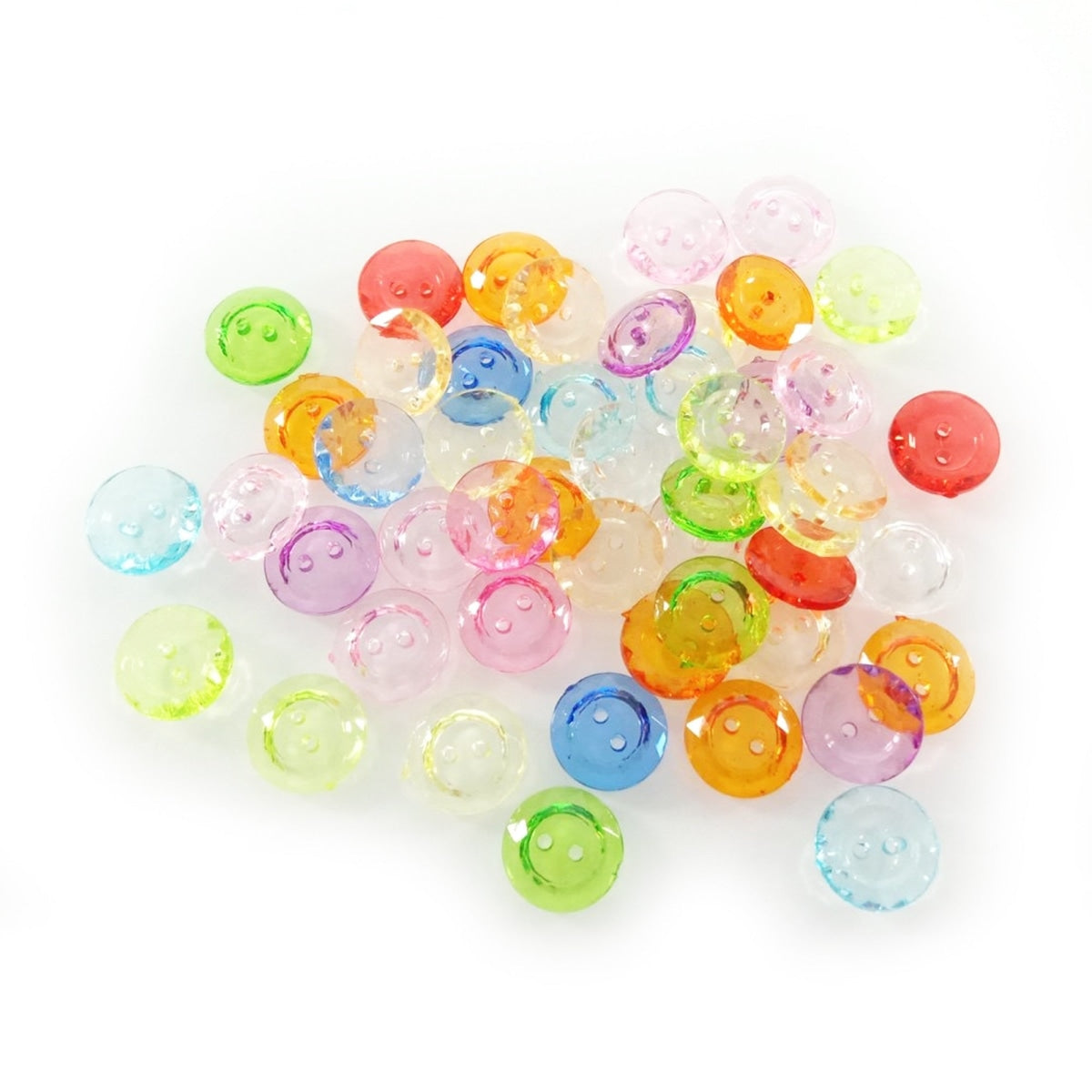 50Pcs 12Mm Mixed Colour Transparent Acrylic Buttons Apparel Sewing Accessories Diy Crafts Clothing
