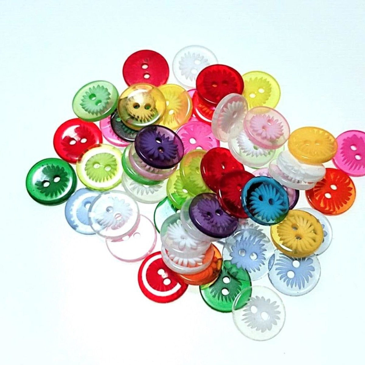 200Pcs 13Mm 2 Hole Buttons Pattern Mixed Childrens Clothing Sewing