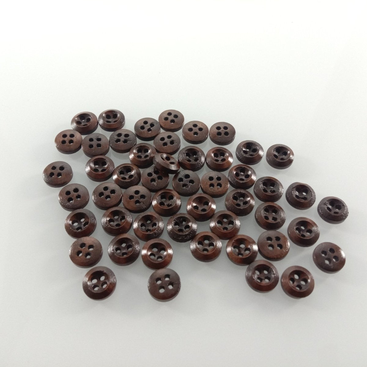 50Pcs 9Mm 4 Hole Dark Coffee Brown Wooden Buttons Sewing Round Wood Button Clothes Handmade Clothing