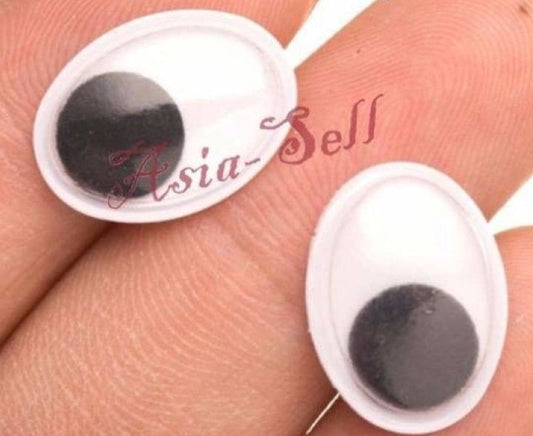 50pcs Dolls Joggle Eyes 10mmx8mm Oval Adhesive Backing Doll Teddy Googly Boggle | Asia Sell