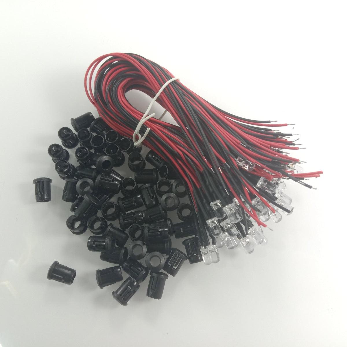 50Pcs Each 3Mm 12V Wired Leds + Black Plastic Bezel Surrounds White Blue Green Uv Red Yellow Pink