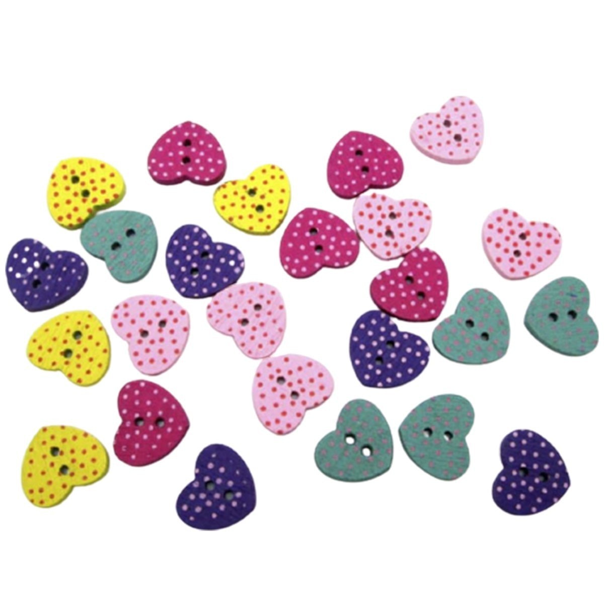 50pcs Mixed Heart Wood Buttons Sewing Buttons For Kids Clothes DIY
