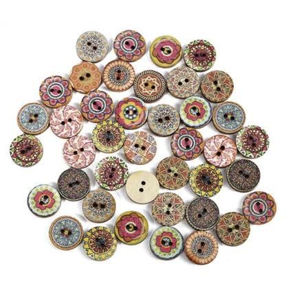 30/50Pcs Retro Wood Buttons Handmade Clothes 20-25Mm Sewing Scrapbook Clothing 50Pcs 15Mm 5