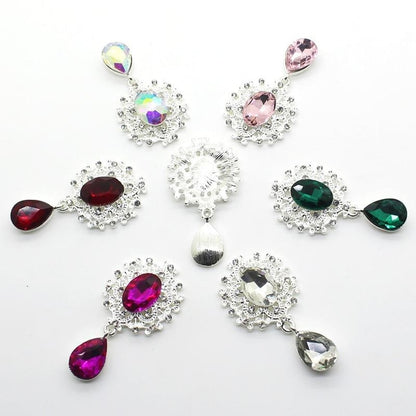 5Pcs 45X24Mm Metal Alloy Snap Rhinestone Flatback Buttons Jewellery For Clothing Wedding Sewing Diy