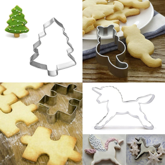 5Pcs Aluminium Cookie Cutter Puzzle Piece Unicorn Cat Christmas Tree Other