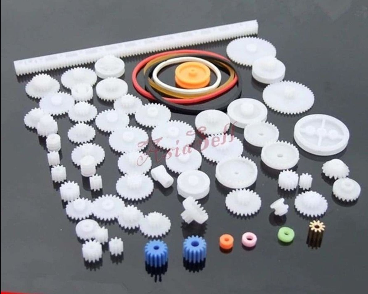 60Pcs Plastic Gear Set Rack Pulley Belt Worm Single Double Gears For Robot Motor Diy Kits -