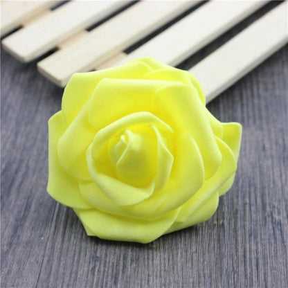 7.5Cm Artificial Fake Flowers Foam Rose Head For Wedding Decorations Diy Wreaths 38Pcs Yellow