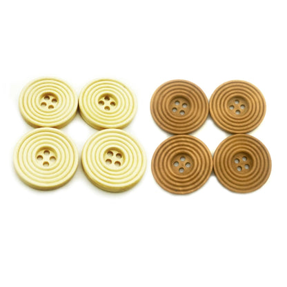 7Pcs White/brown Ringed Wooden Extra Large Buttons 30Mm 4-Hole Round Sewing Diy Clothing