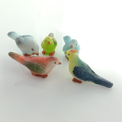 8 Birds In A Nest Resin Parrot Bird Figurine Animal Model Home Decorations Miniature Fairy Garden