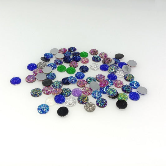 80pcs 8mm-12mm Mixed Colours Natural Stone Convex Resin Cabochons Jewellery