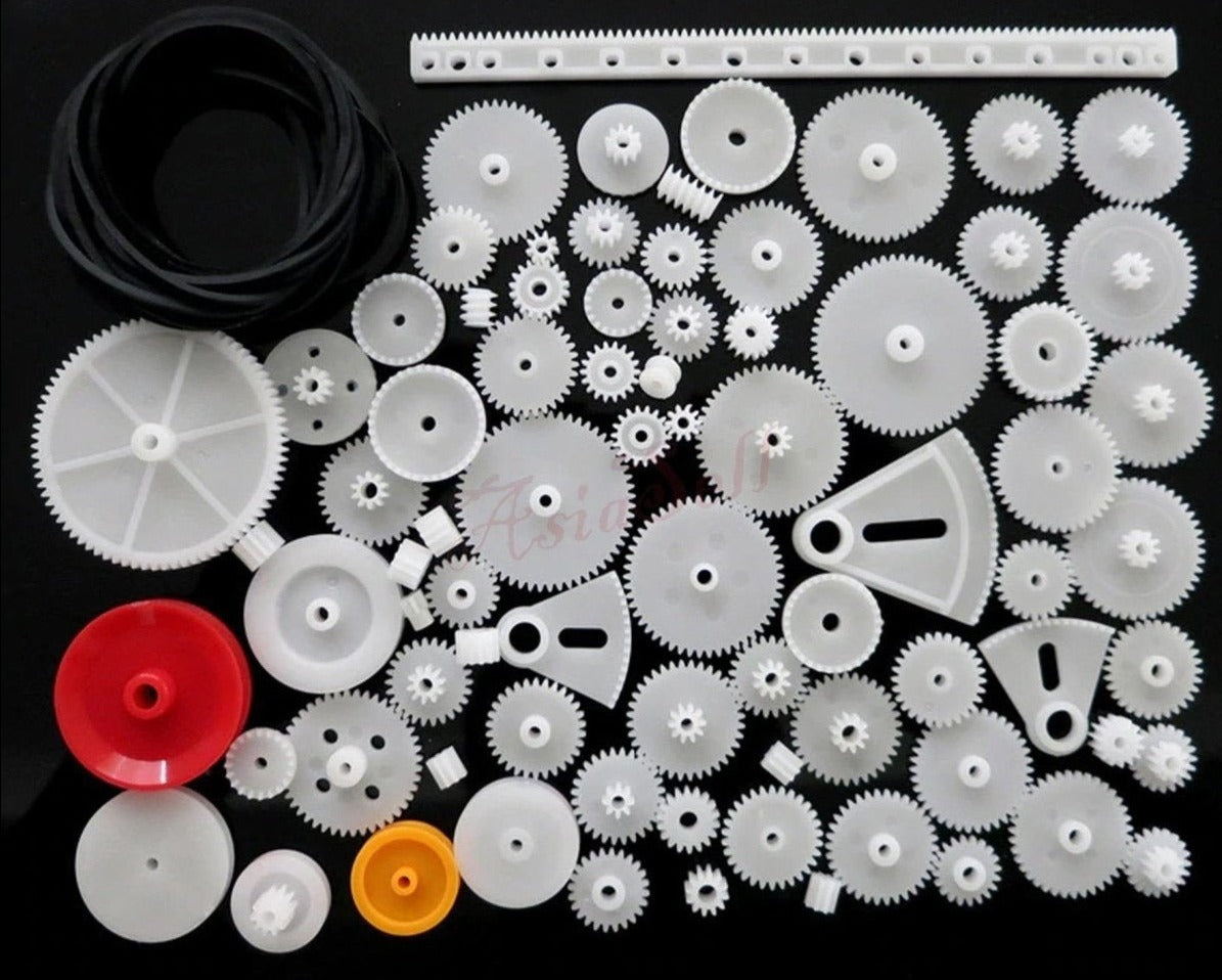 81Pcs 0.5 Shaft Hole Assorted Teeth Plastic Gear Wheel For Toy Car Motor Model Crafts Kits - Gears