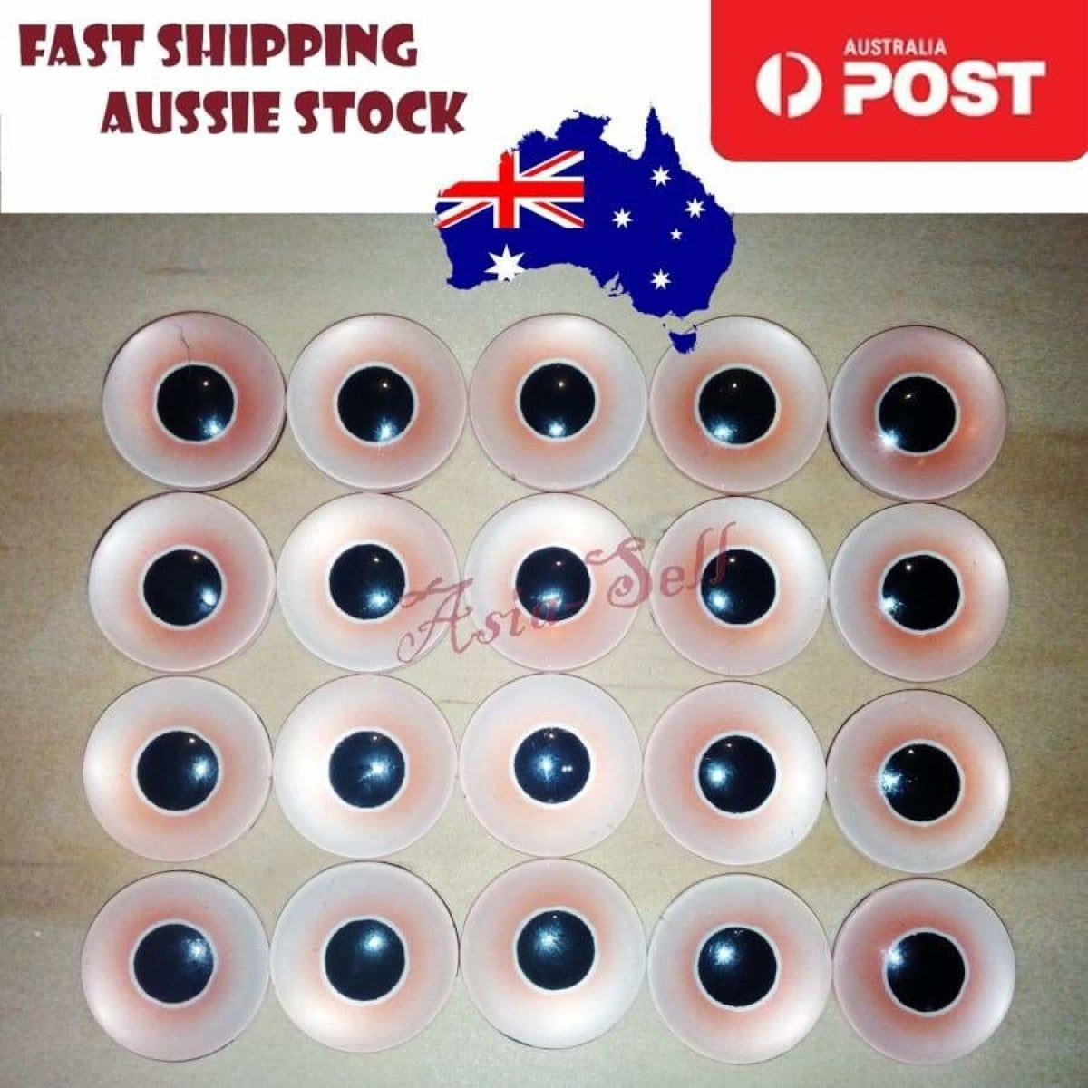 8pcs 20mm Pink Blue Red Grey Green Yellow Glass Doll Eyes Toys DIY Craft Toy | Asia Sell  -  Pink