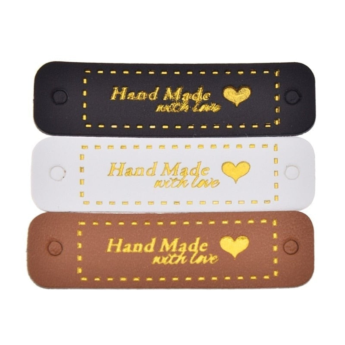 8Pcs Pu Leather Label Tags Gold Writing Handmade With Love For Clothes Bags Garment Labels For Jeans