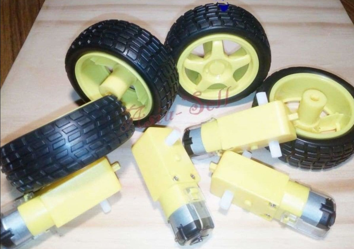 8pcs Smart Car Robot Plastic Tyre Tire Wheel DC Biaxial Geared Motor | Asia Sell