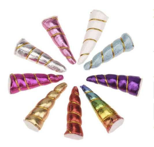 9Pcs Mixed Coloured Unicorn Horns Diy Horn Headband Rainbow No String 6Cm Toy Craft Hair Accessories