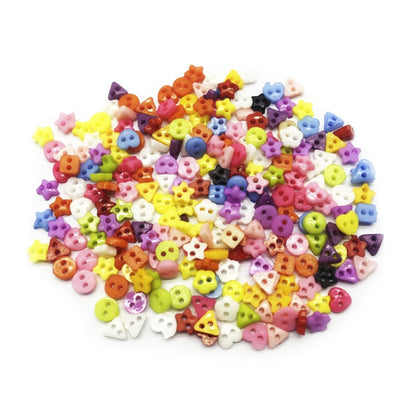 Flowers Stars Hearts Triangles Circles Round Mixed Colour 6mm Mini Plastic Buttons DIY Kids Sewing Dolls