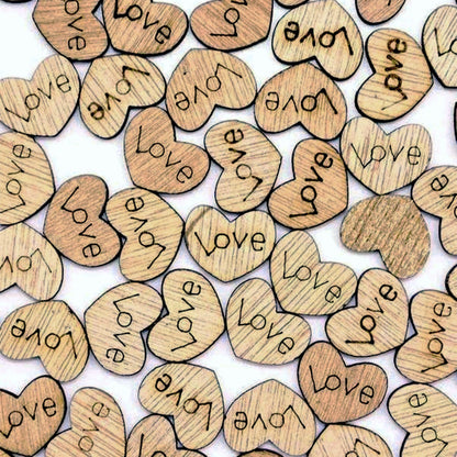 Wooden Love Hearts Confetti Table Decoration Wood Table Scatter Wedding